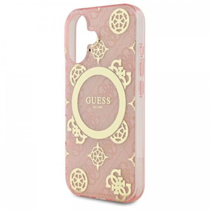 Guess - Guess iPhone 16 Mobilskal MagSafe IML Peony On 4G Background