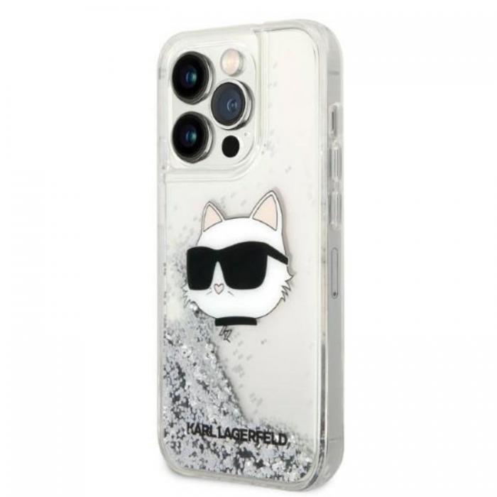 KARL LAGERFELD - Karl Lagerfeld iPhone 14 Pro Skal Glitter Choupette Head - Silver