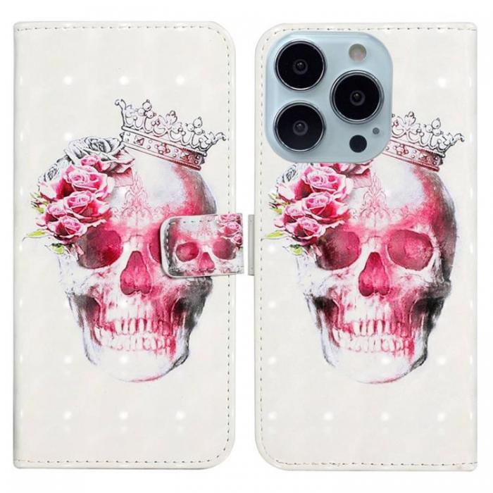 A-One Brand - iPhone 14 Pro Max Plnboksfodral 3D Pattern - Crown Skull