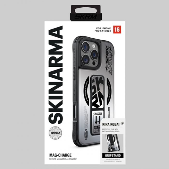 Skinarma - Skinarma iPhone 16 Pro Max Mobilskal MagSafe Magnetic Grip Stativ- Chrome