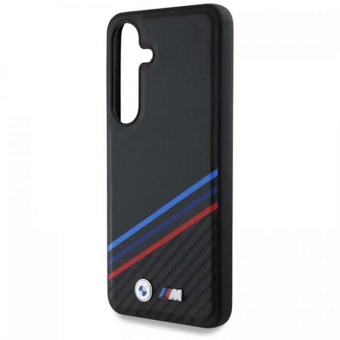 BMW - BMW Galaxy S25 Mobilskal MagSafe Lder Tricolor Crossing Stripes - Svart