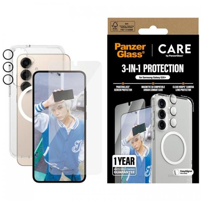 PanzerGlass - [3in1] CARE by PanzerGlass Galaxy S25 Plus Skal, Hrdat Glas, Kameralinsskydd