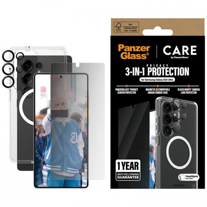 PanzerGlass - [3in1] CARE Galaxy S25 Ultra MagSafe Skal, Privacy Hrdat Glas, Kameralinsskydd