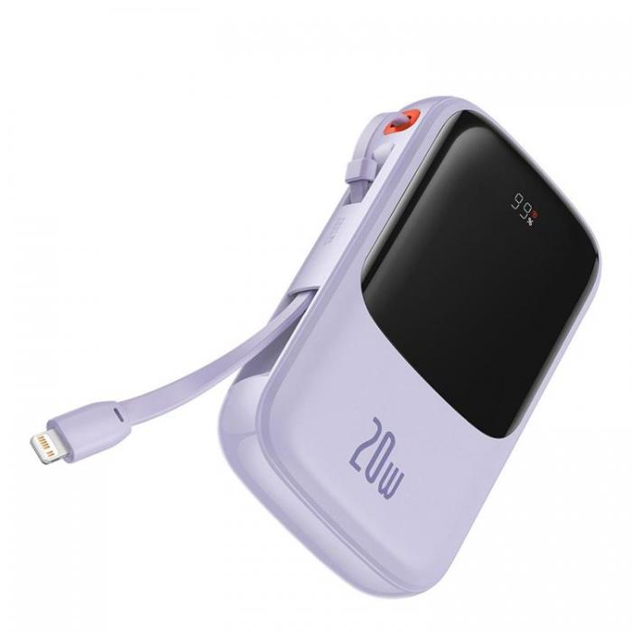 BASEUS - Baseus Powerbank 10000 mAh med Lightning Kabel 20W - Lila