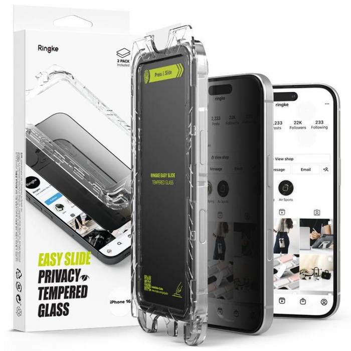 Ringke - [2-Pack] Ringke iPhone 16 Pro Hrdat glas Skrmskydd Privacy Easy Slide