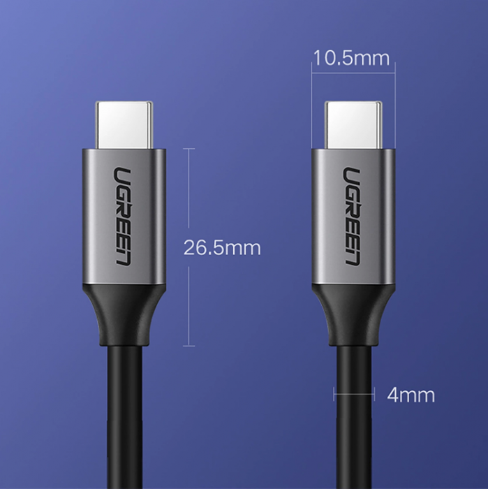 Ugreen - Ugreen USB-C 3.1 Till USB-C 3.1 Kabel 1.5m - Gr