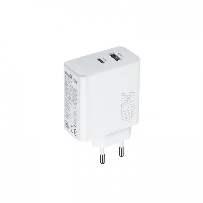 WIWU - Maxlife Snabbladdare 45W USB-C Till USB PD QC MXTC-07-45AC Vit