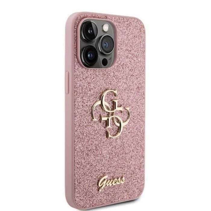 Guess - Guess iPhone 15 Pro Mobilskal Glitter Script Big - Rosa