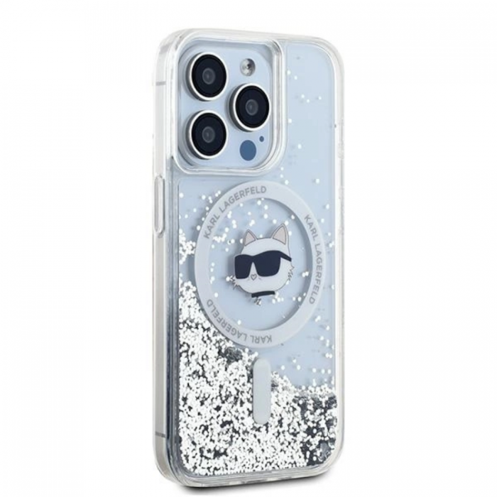 KARL LAGERFELD - Karl Lagerfeld iPhone 15 Pro Max Mobilskal Magsafe Liquid Glitter Choupette Head