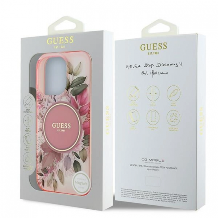 Guess - Guess iPhone 16 Pro Mobilskal MagSafe IML Flower & Tonal Circle