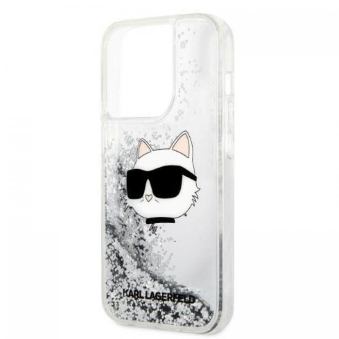 KARL LAGERFELD - Karl Lagerfeld iPhone 14 Pro Skal Glitter Choupette Head - Silver