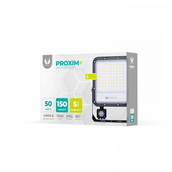 Forever Light - Forever Strlkastare LED PROXIM+ 50W 4000K PIR 7500lm 230V IP65