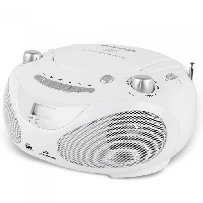 Champion - Champion Boombox CD/ Radio/ MP3/ USB White