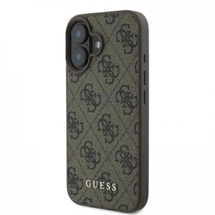 Guess - Guess iPhone 16 Plus Mobilskal 4G Metal Gold Logo - Brun