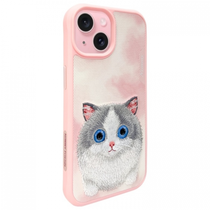 NIMMY - Nimmy iPhone 15 Mobilskal Big Eyed Pet 2.0 Cat - Rosa