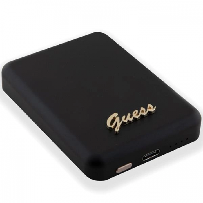 Guess - Guess Magsafe Powerbank 5000mAh 15W Metal Script Logo - Svart