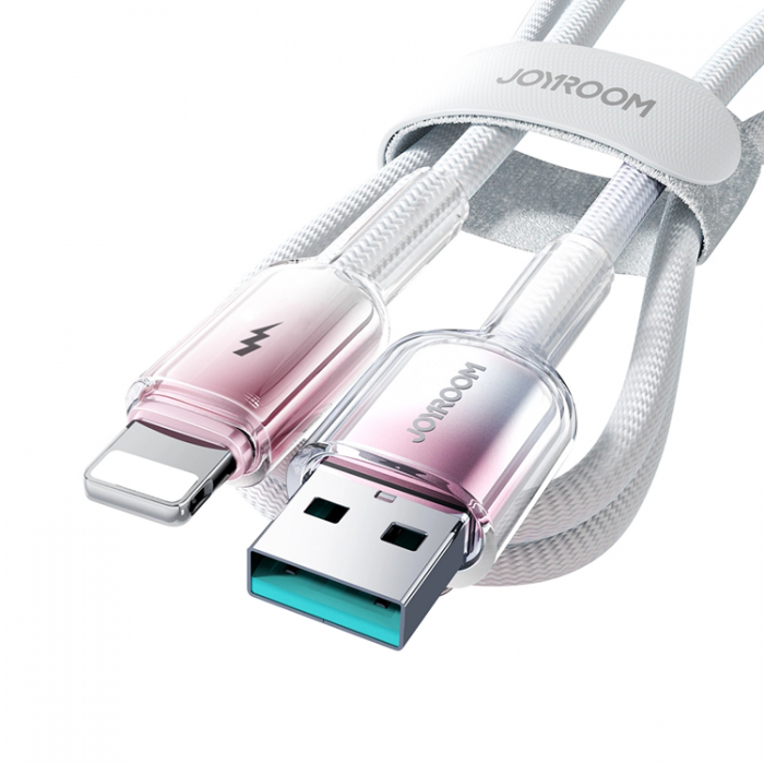 Joyroom - Joyroom S-A42 USB-A - Lightning 3A 1.2m Kabel Crystal-Clear Series - Vit