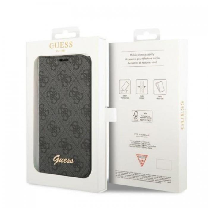 Guess - GUESS iPhone 14 Plnboksfodral 4G Vintage Gold Logo - Svart