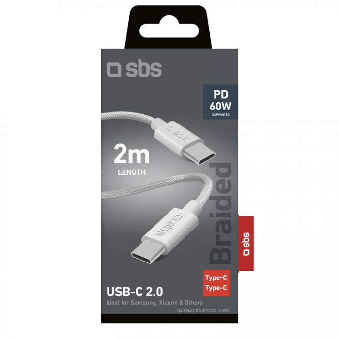 SBS - SBS 2 x USB-C Kabel 2m 60W med Power Delivery - Gr