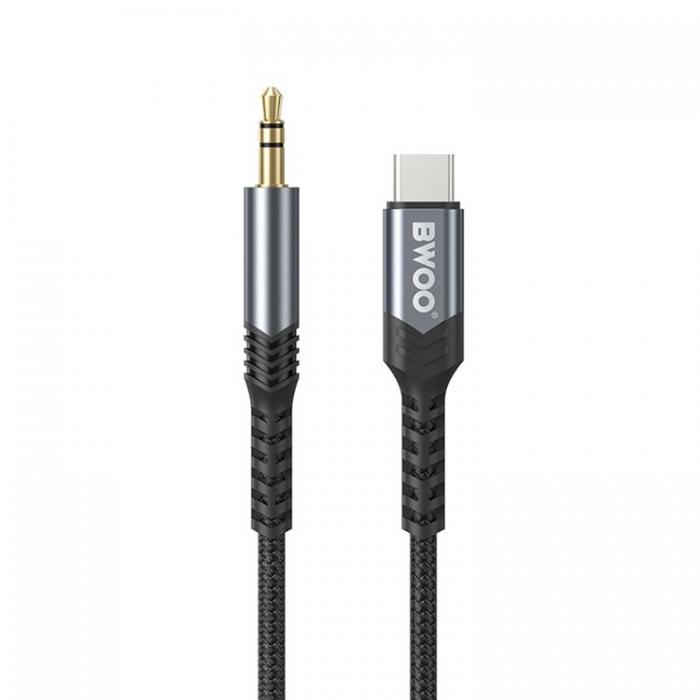 BWOO - BWOO USB-C till Aux Ljudkabel 3.5mm 1.2m - Svart