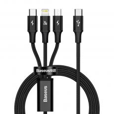BASEUS - Baseus Rapid 3in1 Lightning/Typ-C/micro USB Kabel 1.5m - Svart