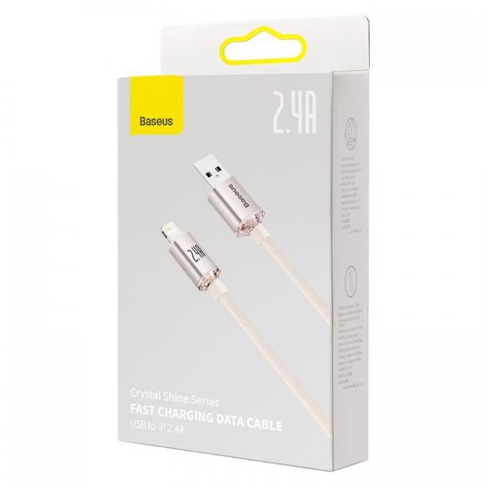 BASEUS - Baseus USB Till Lightning 2m Kabel 2.4A Crystal Shine - Rosa