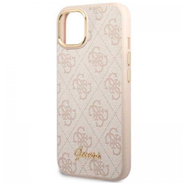 Guess - GUESS iPhone 14 Skal Vintage Gold Logo - Rosa