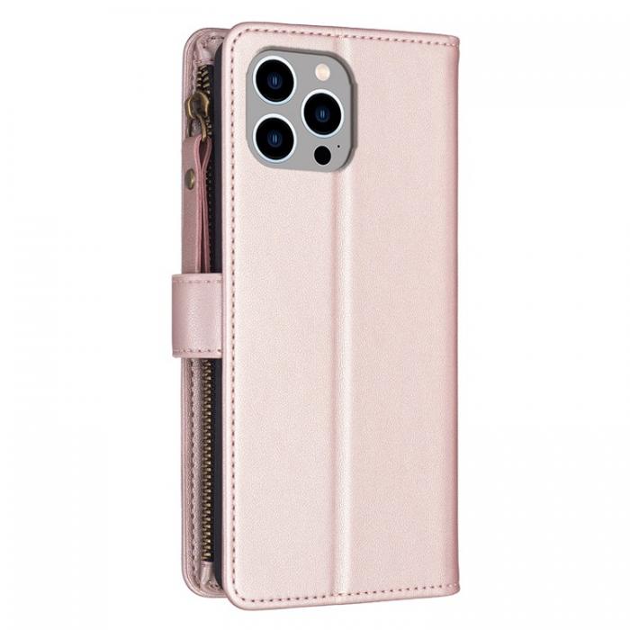 A-One Brand - iPhone 15 Pro Max Plnboksfodral Zipper Flip - Rosa Guld