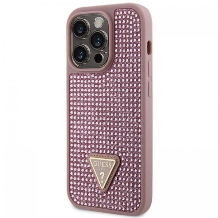 Guess - Guess iPhone 14 Pro Mobilskal Rhinestone Triangle - Rosa