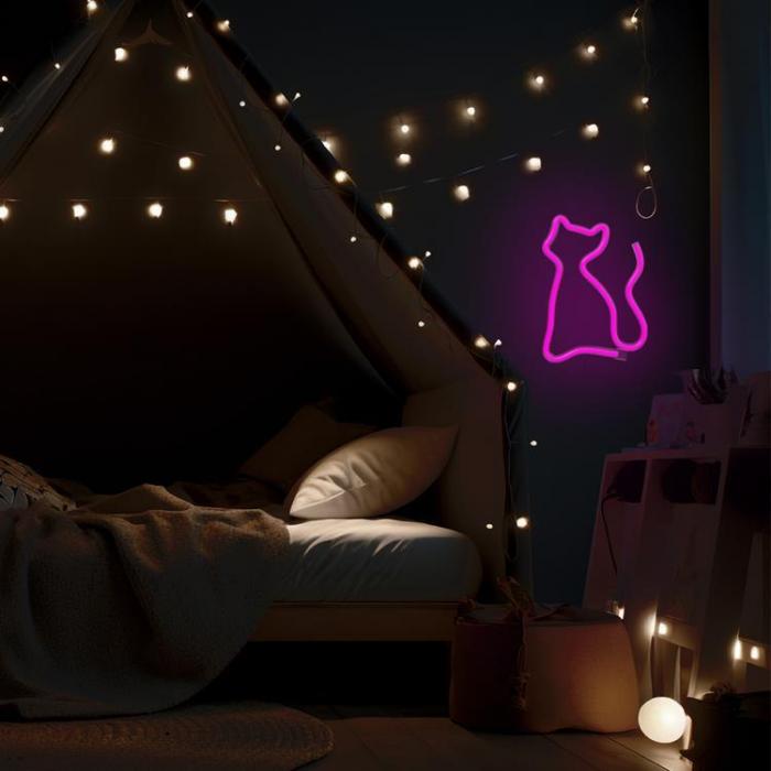 Forever Light - Forever Light LED Neon CAT Bat + USB - Rosa