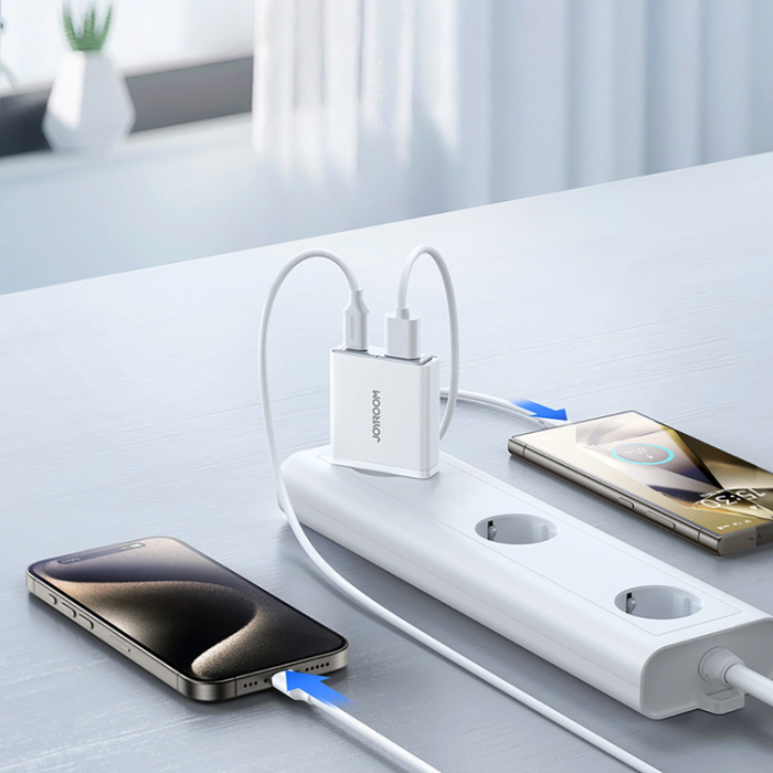 Joyroom - Joyroom Snabbladdare 20W USB-A - USB-C Super Slim - Vit