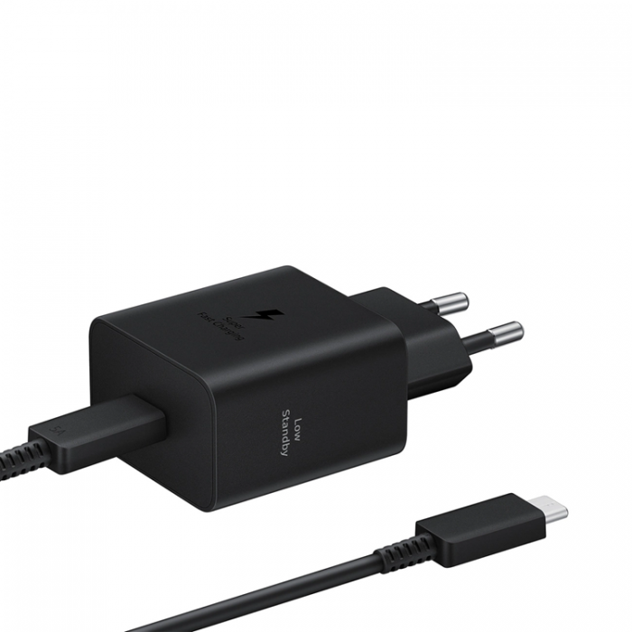 Samsung - Samsung Vggladdare 45W 4.05A 1x USB-C + USB-C Kabel - Svart