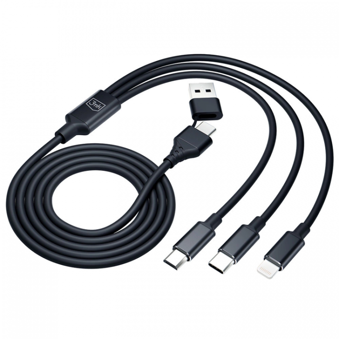 3MK - 3mk 3in1 USB-A till USB-C, Lightning, microUSB kabel 1.5m