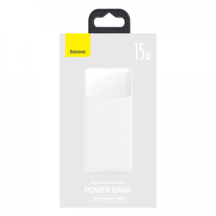 BASEUS - Baseus Powerbank 30000mAh 15W Bipow Med Micro-USB Kabel - Vit