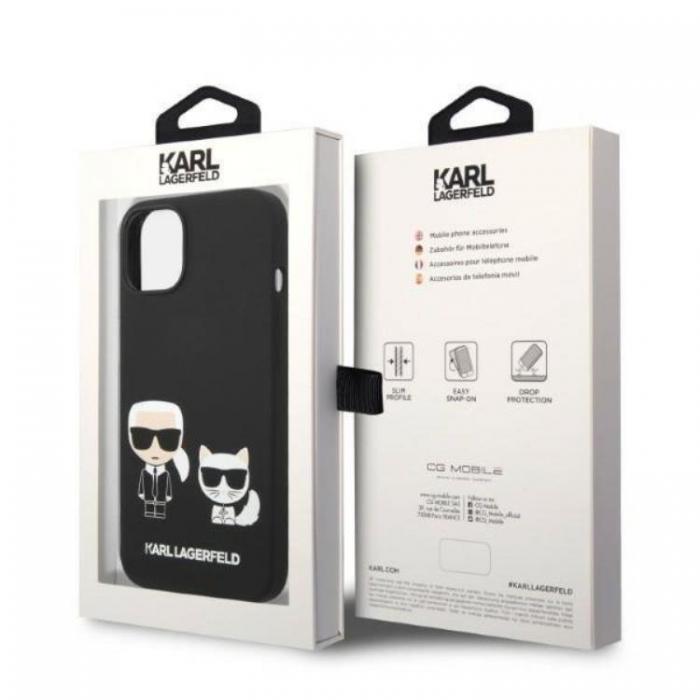 KARL LAGERFELD - Karl Lagerfeld iPhone 14 Skal Magsafe Silicone Karl & Choupette - Svart