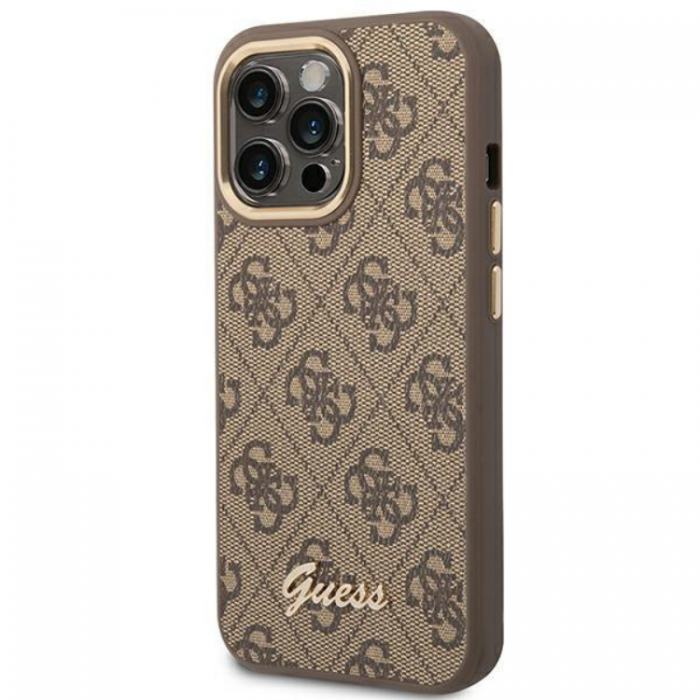 Guess - GUESS iPhone 14 Pro Skal Vintage Gold Logo - Brun