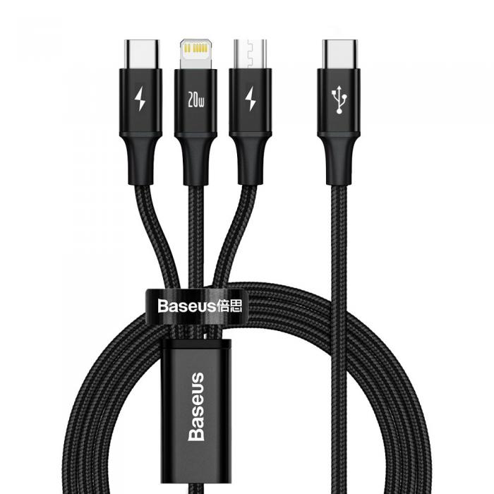 BASEUS - Baseus 3in1 USB-C till USB-C, Lightning, microUSB kabel 1.5m