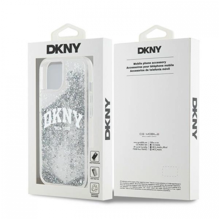 DKNY - DKNY iPhone 14 Mobilskal Liquid Glitter Big Logo - Vit