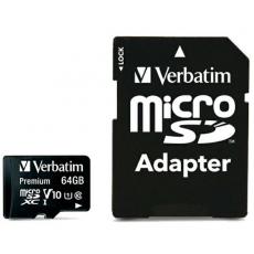 Verbatim - Verbatim Minneskort microSDXC 64GB V10 Med Adapter - Svart