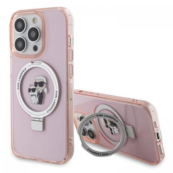 KARL LAGERFELD - KARL LAGERFELD iPhone 15 Pro Mobilskal MagSafe Ringstll - Rosa