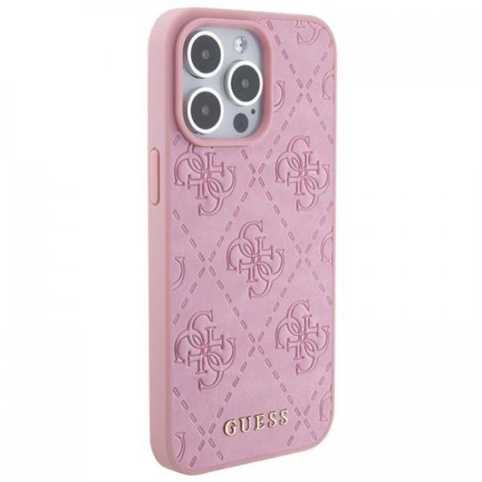 Guess - Guess iPhone 15 Pro Max Mobilskal Leather Stamped - Rosa