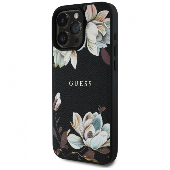 Guess - Guess iPhone 16 Pro Mobilskal Magsafe Flower Pattern - Svart