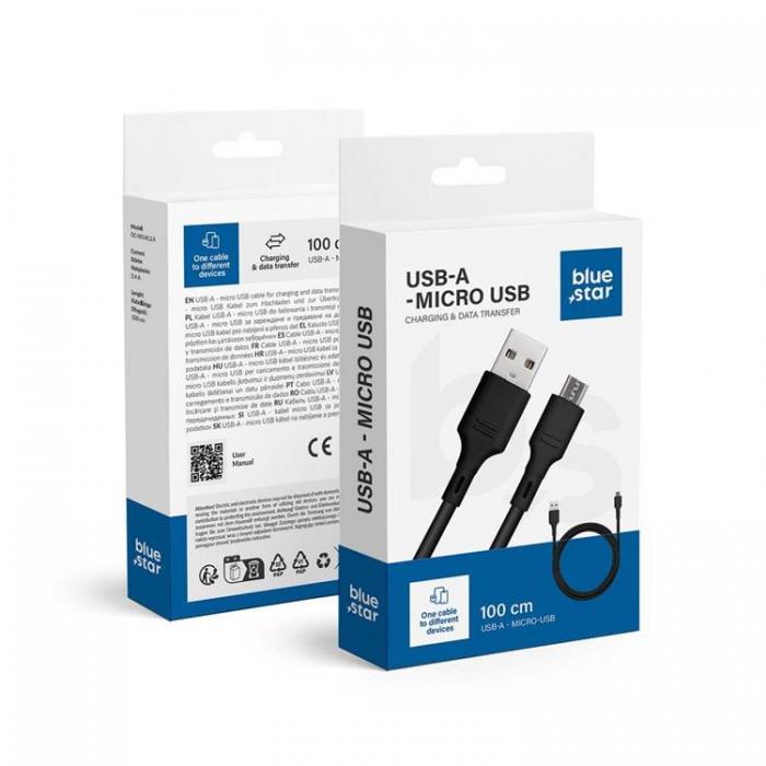 Blue Star - Blue Star Kabel USB-A Till Micro USB 1m - Svart