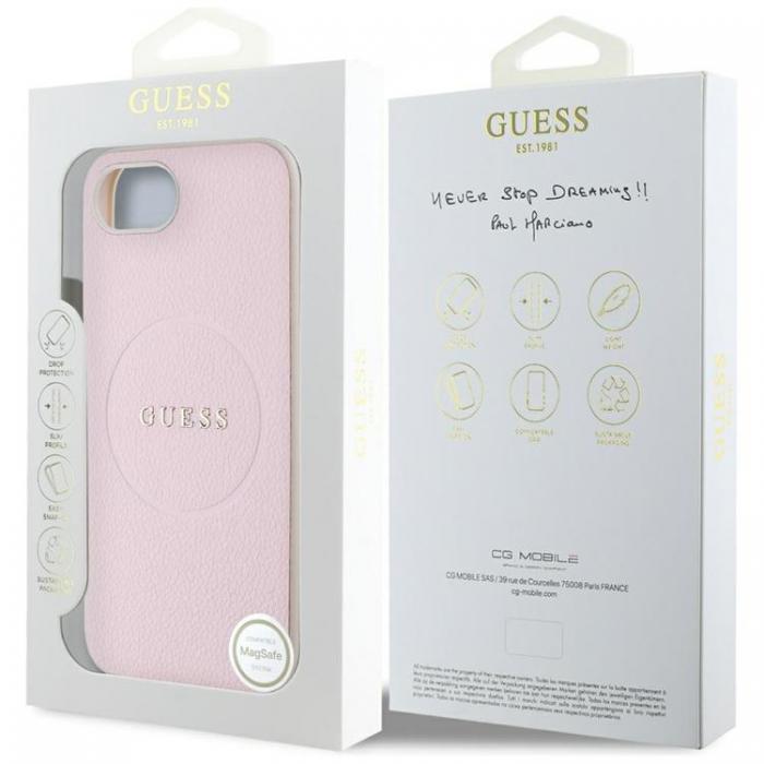 Guess - Guess iPhone 16e Mobilskal MagSafe Grained Ring - Rosa