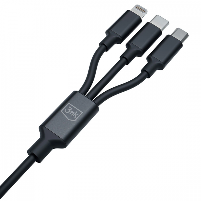 3MK - 3mk 3in1 USB-A till USB-C, Lightning, microUSB kabel 1.5m