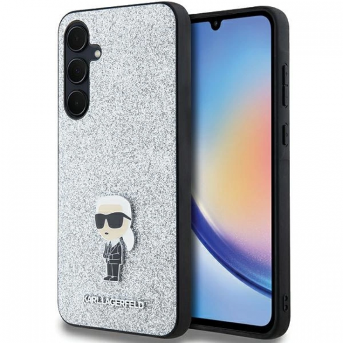 KARL LAGERFELD - Karl Lagerfeld Galaxy A55 Mobilskal Fixed Glitter Ikonik Logo Metal