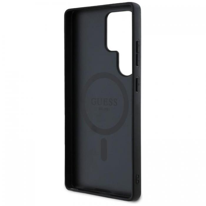 Guess - Guess Galaxy S25 Ultra Mobilskal MagSafe Grained Hot Stamp Peony - Svart