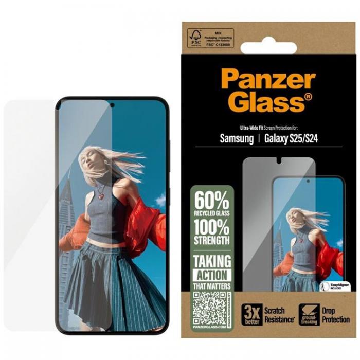 PanzerGlass - PanzerGlass Galaxy S25 Hrdat Glas Skrmskydd Ultra-Wide Fit - Clear