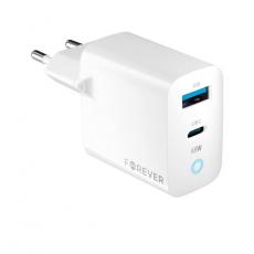 Forever - Forever GaN Väggladdare 1x USB-C 1x USB 65W TC-06-65AC - Vit