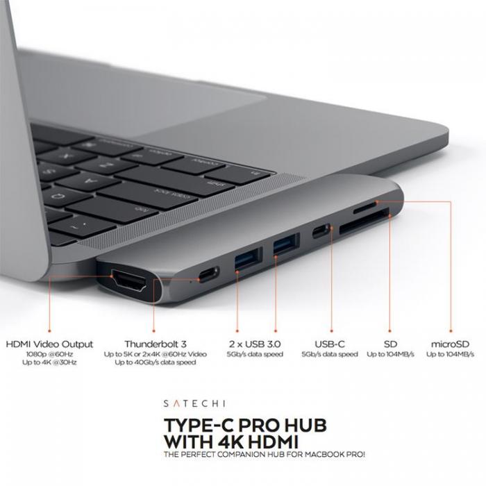 Satechi - Satechi USB-C Pro Hub med 4K HDMI 85W - Space Gr